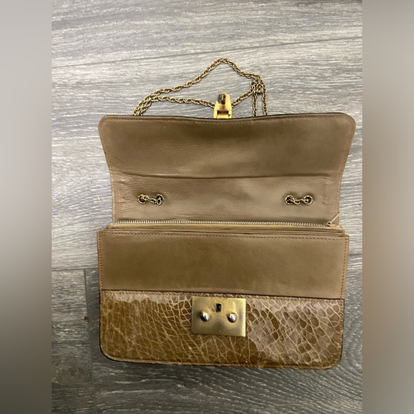 Vintage 70’s Saks Croc Embossed Patent Leather Shoulder Bag Evening Clutch - Picture 9 of 15